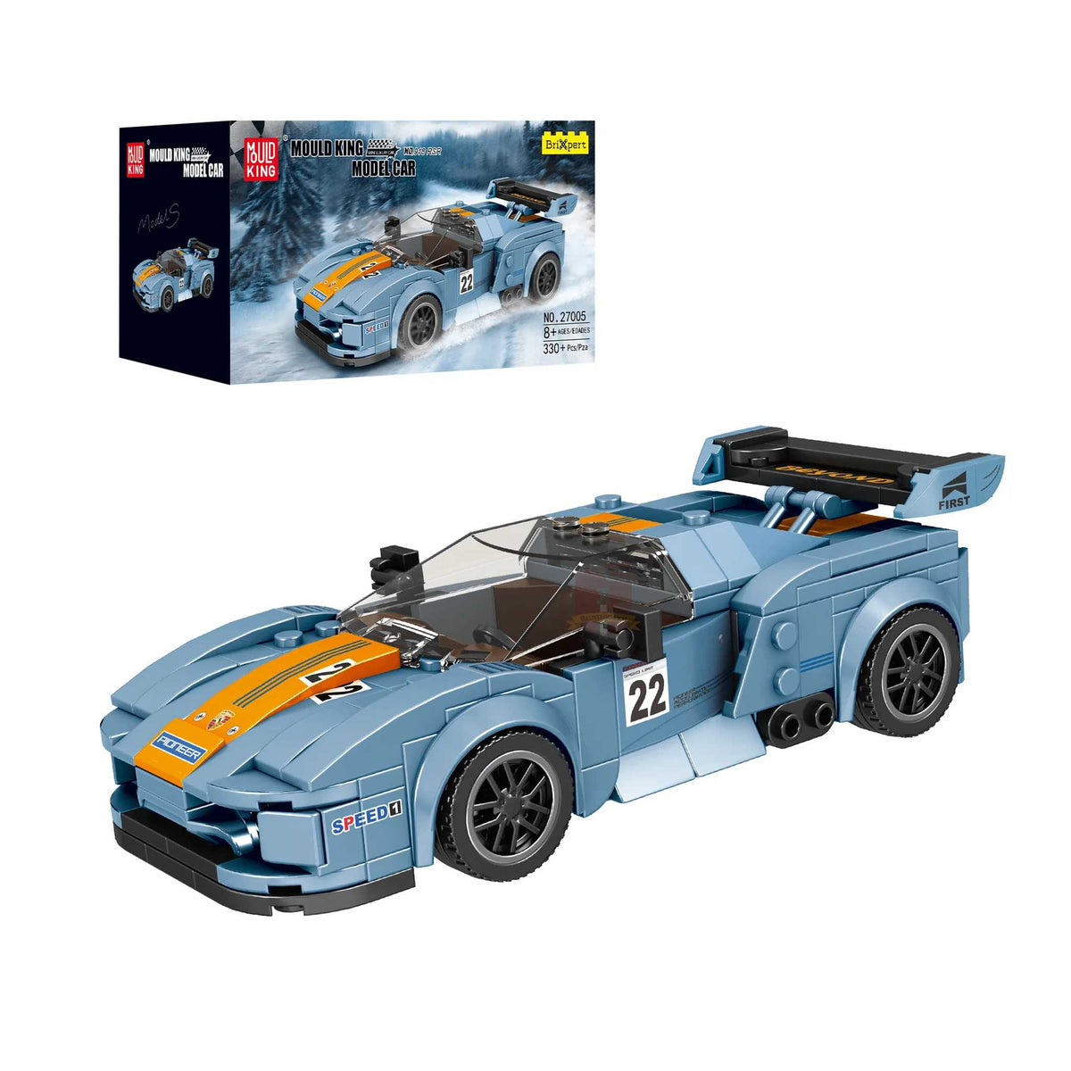 27005 - Blaugrauer Sportwagen 918 RSR  inkl. Vitrine (Mould King)