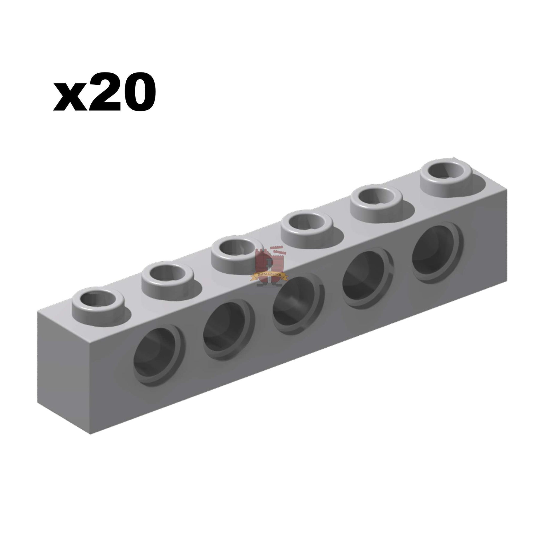 Technik Brick 1x6 Hellgrau 20 Stück (GoBricks)