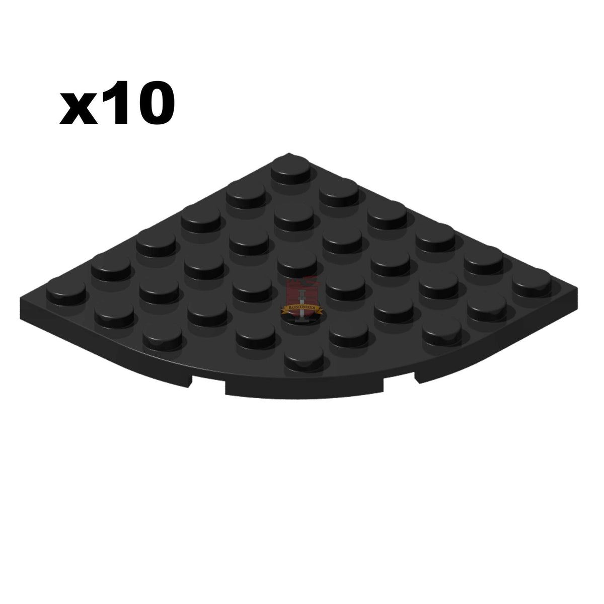 Plate 6x6 w. Bow Schwarz 10 Stück (GoBricks)