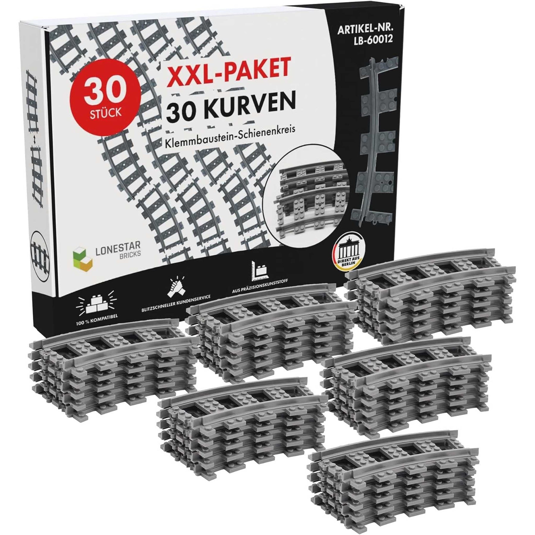 LB-60012 - 30 Stück Schienen Kurven (Lonestar-Bricks)