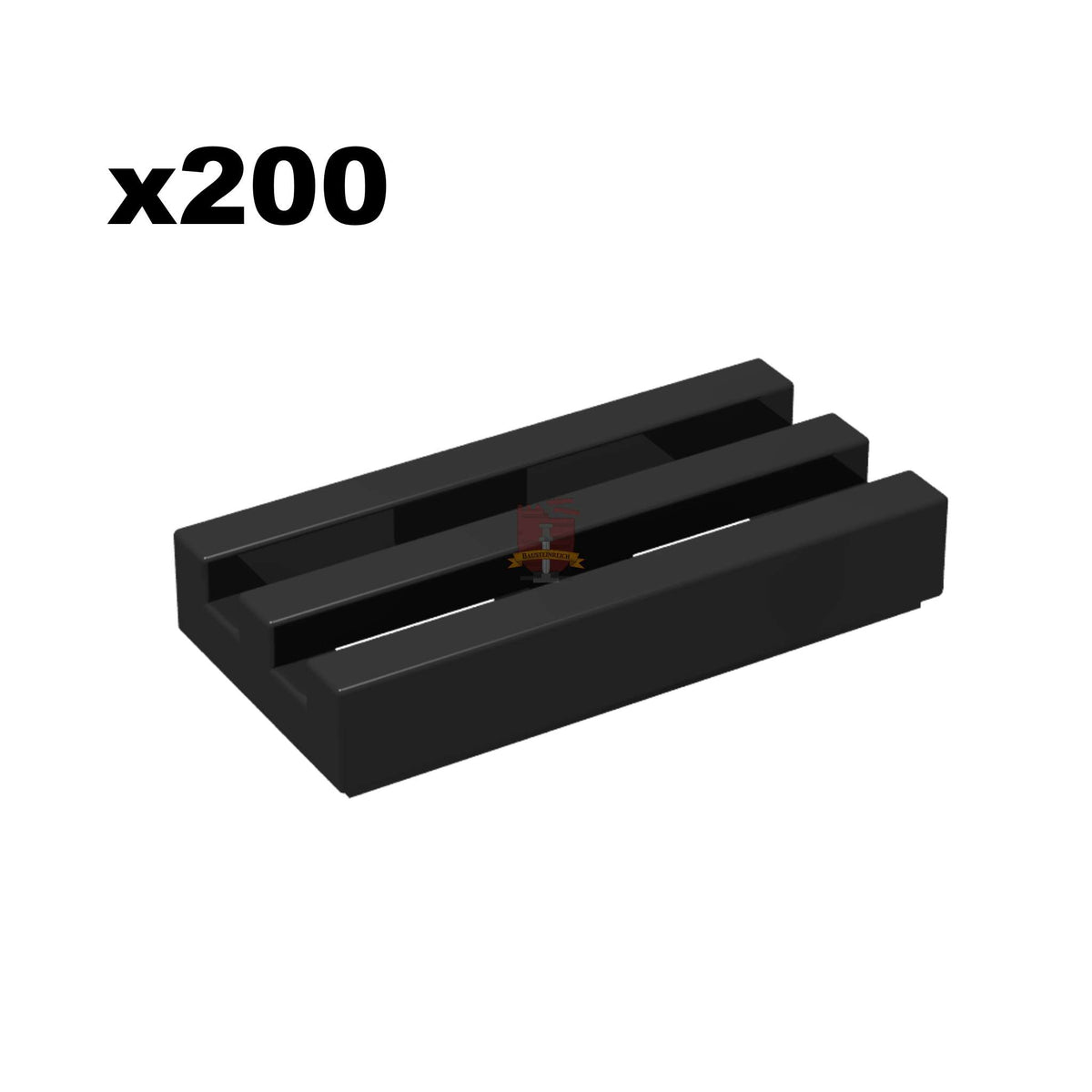 Radiator Grill 1x2 Schwarz 200 Stück (GoBricks)