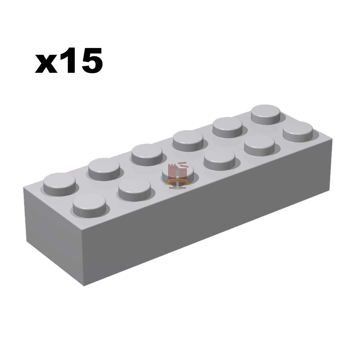 Brick 2x6 Hellgrau 15 Stück (GoBricks)