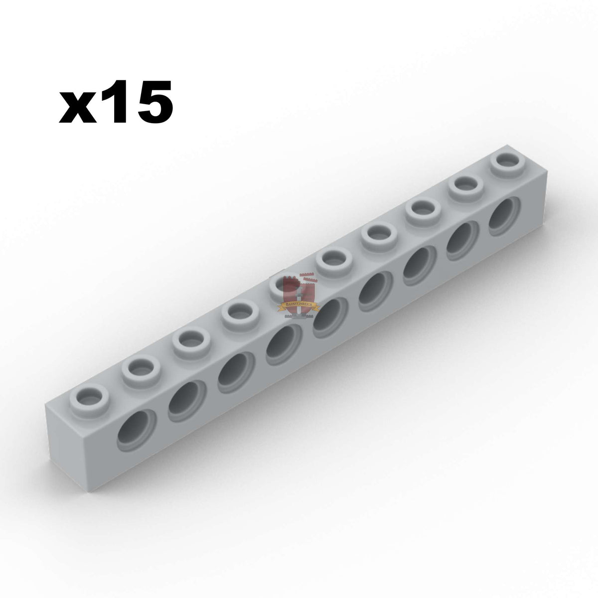 Technik Brick 1x10 Hellgrau 15 Stück (GoBricks)