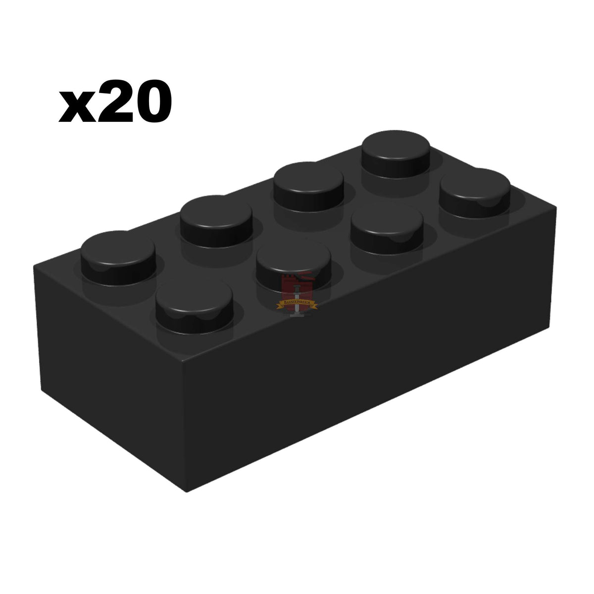 Brick 2x4 Schwarz 20 Stück (GoBricks)