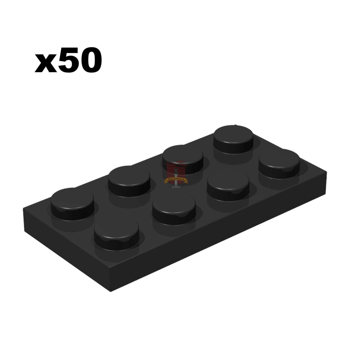 Plate 2x4 Schwarz 50 Stück (GoBricks)