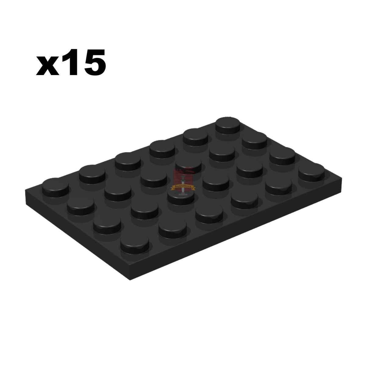 Plate 4x6 Schwarz 15 Stück (GoBricks)