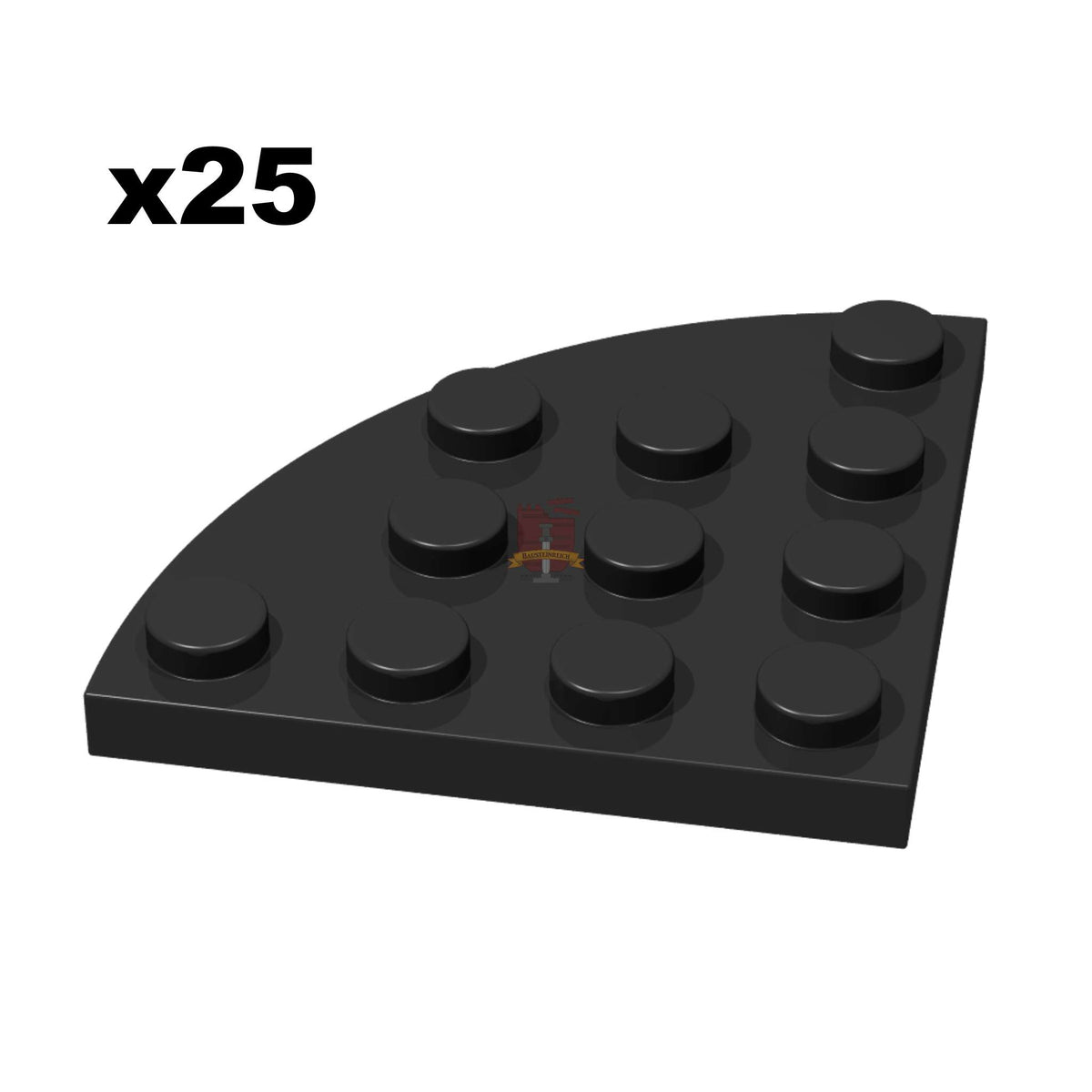 Plate 4x4 1/4 Kreis Schwarz 25 Stück (GoBricks)