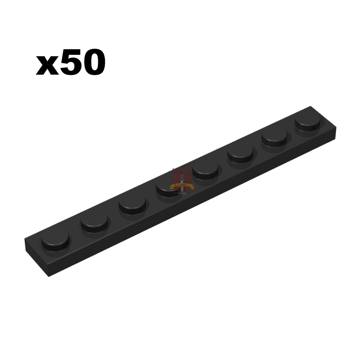 Plate 1x8 Schwarz 50 Stück (GoBricks)