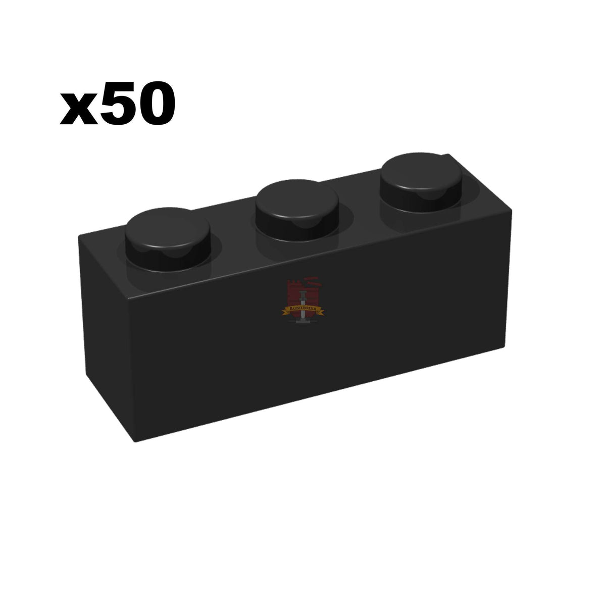 Brick 1x3 Schwarz 50 Stück (GoBricks)