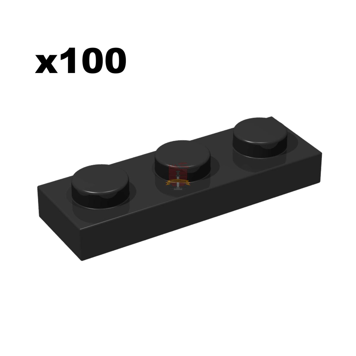 Plate 1x3 Schwarz 100 Stück (GoBricks)