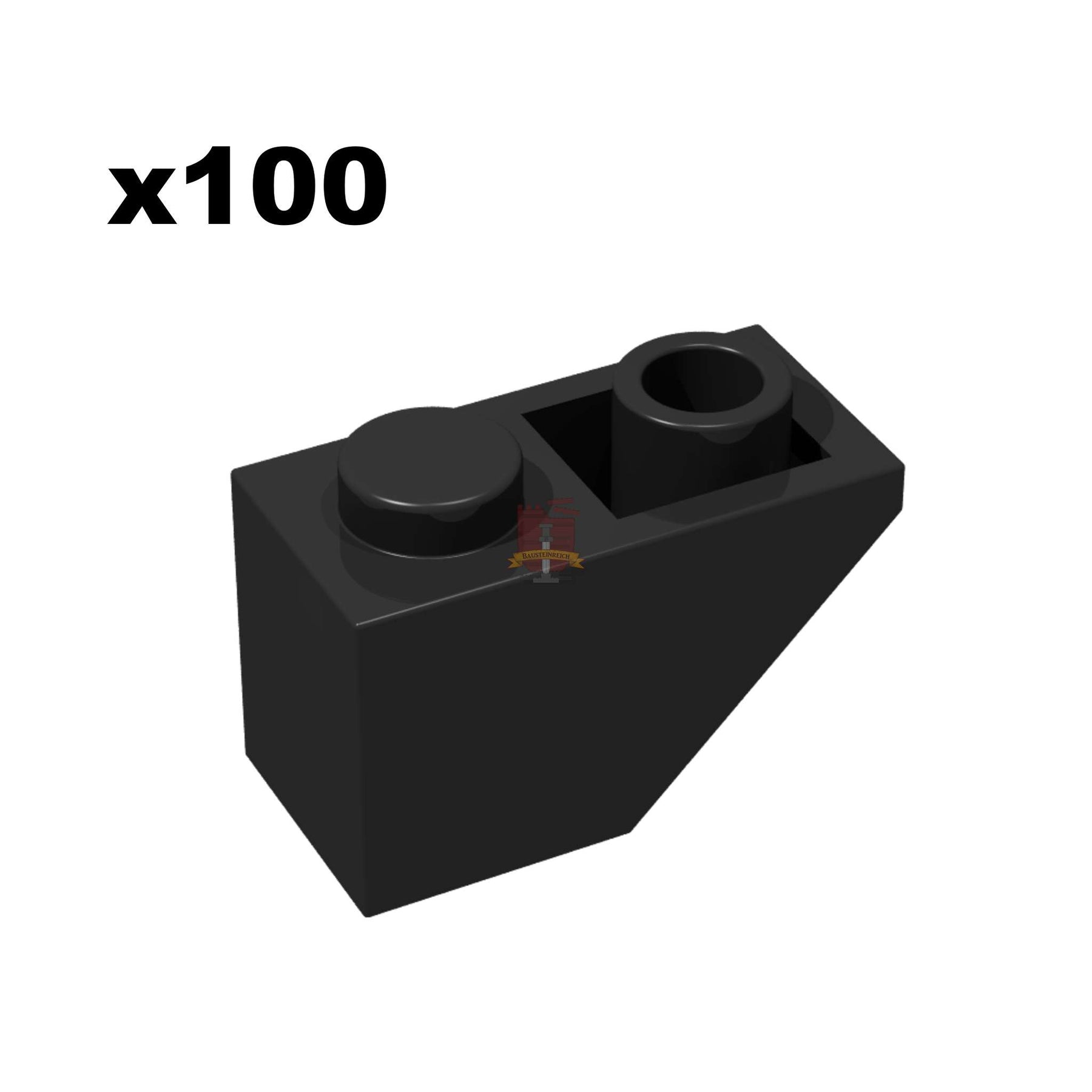 Roof tile 1x2 Schwarz 100 Stück (GoBricks)