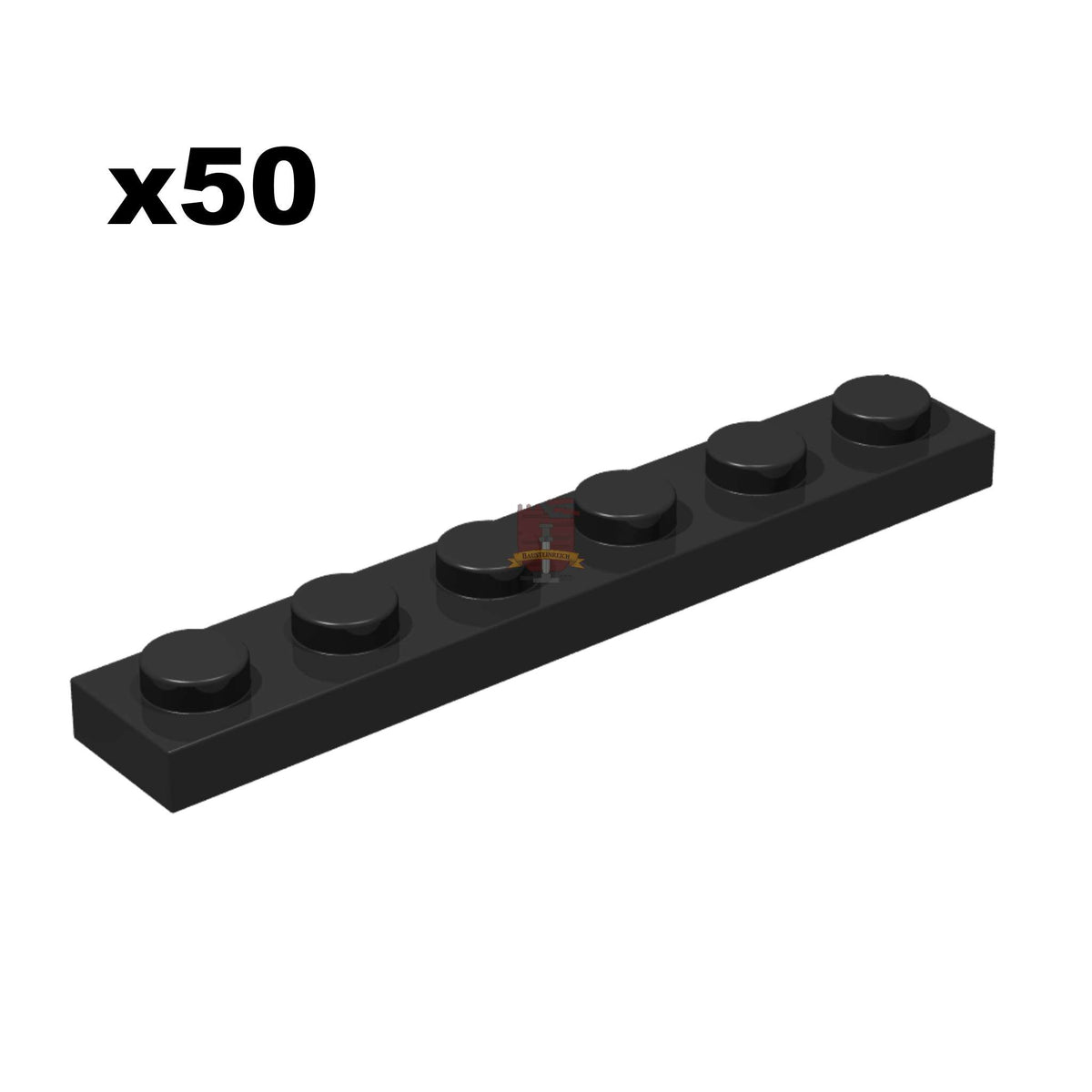 Plate 1x6 Schwarz 50 Stück (GoBricks)