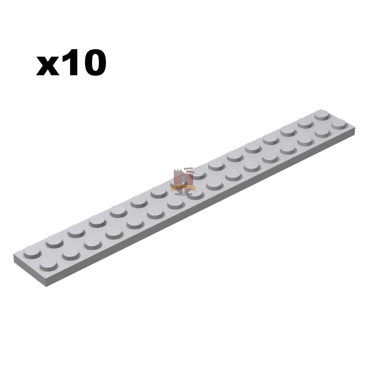 Plate 2x16 Hellgrau 10 Stück (GoBricks)