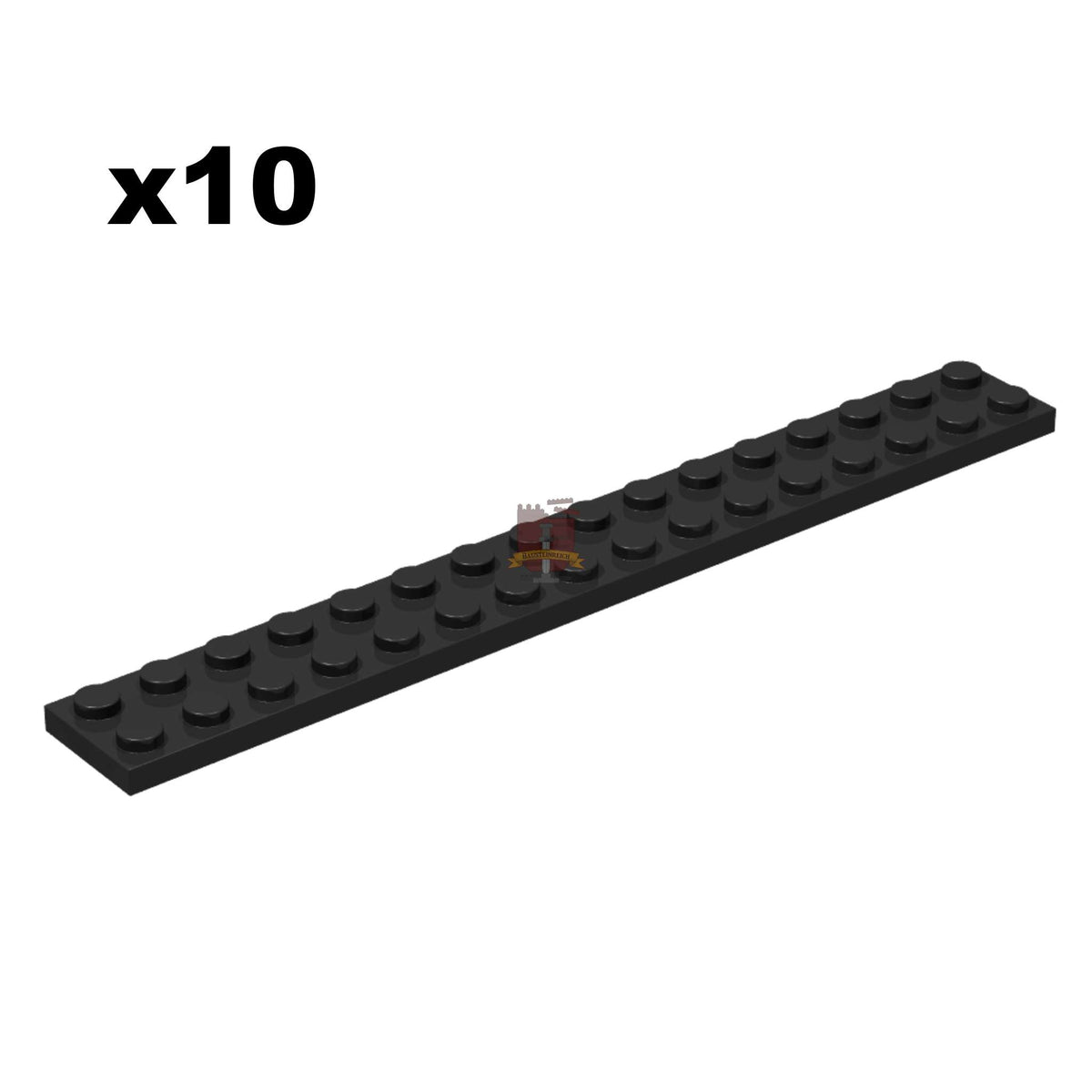 Plate 2x16 Schwarz 10 Stück (GoBricks)