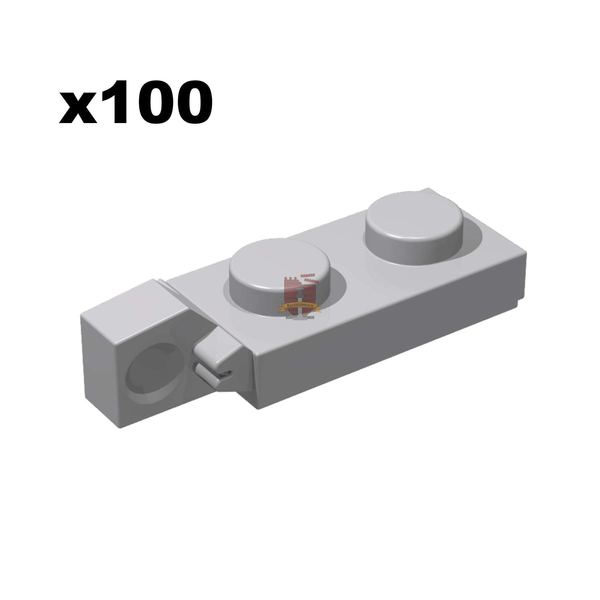 Plate 1x2 mit Stub vertical Hellgrau 100 Stück (GoBricks)