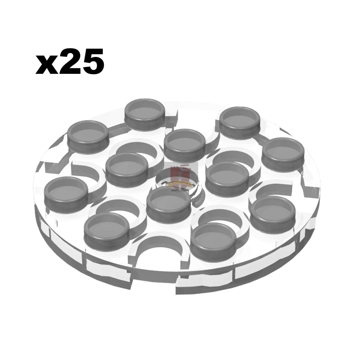 Plate 4x4 Round Trans-Clear 25 Stück (GoBricks)