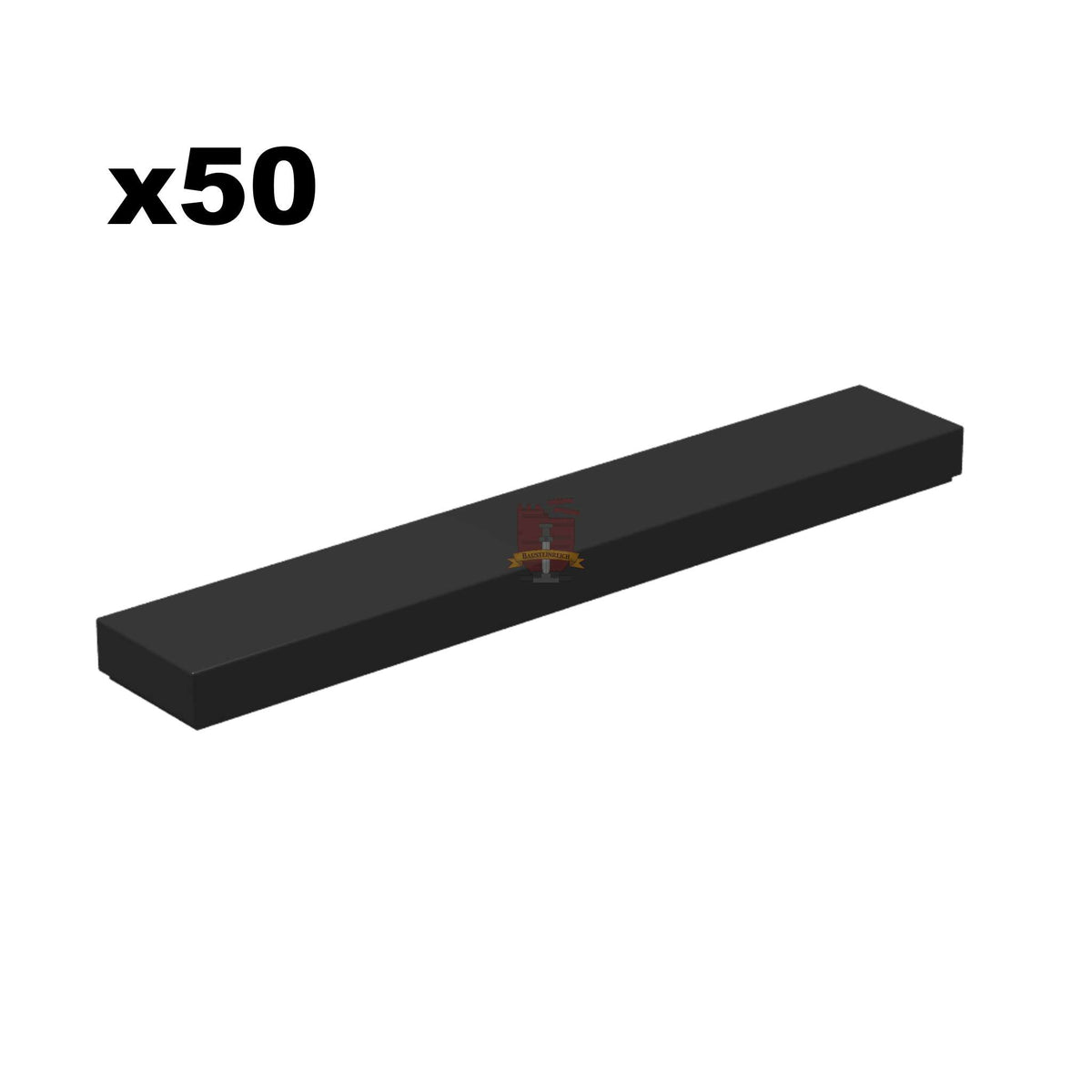 Fliese 1x6 Schwarz 50 Stück (GoBricks)