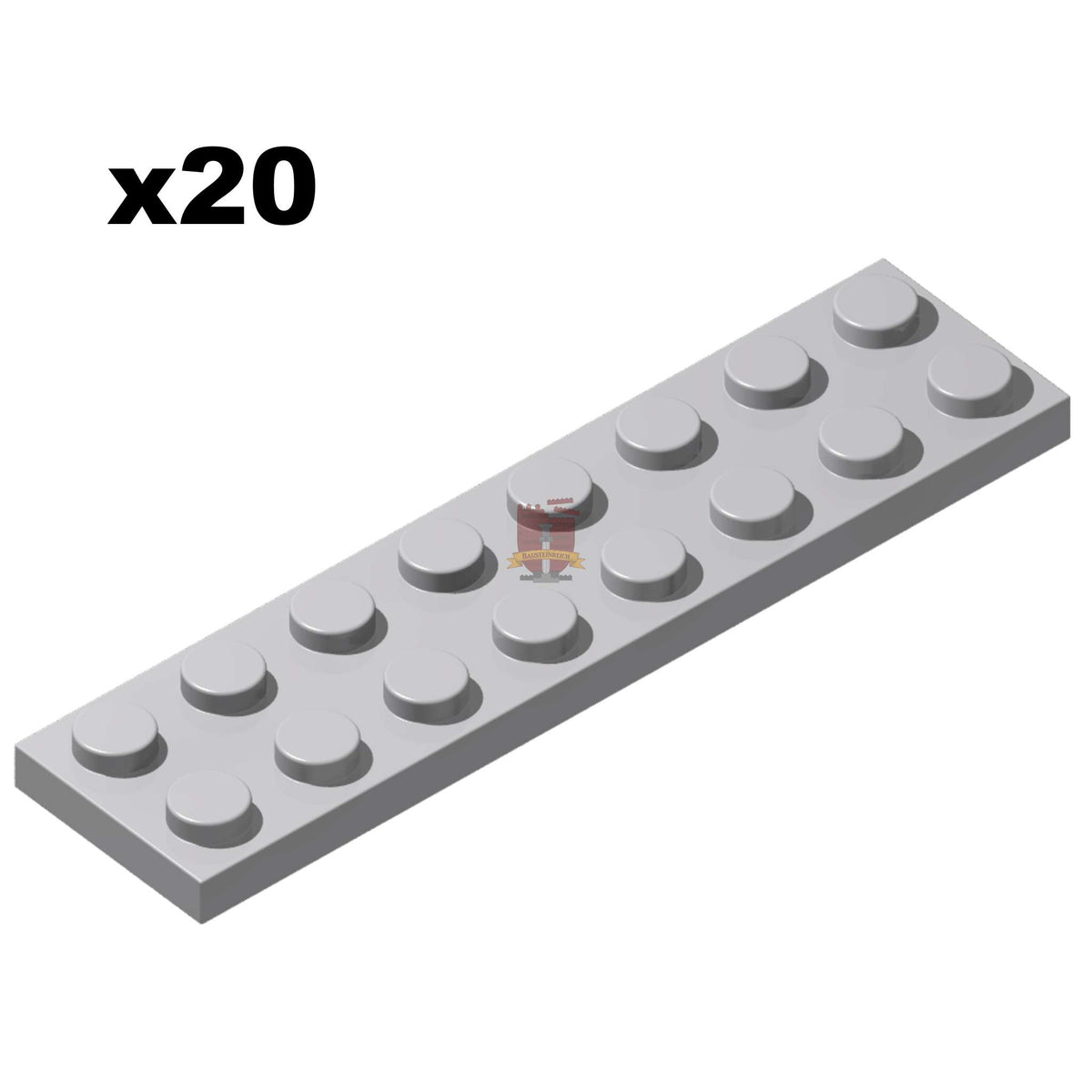 Plate 2x8 Hellgrau 20 Stück (GoBricks)