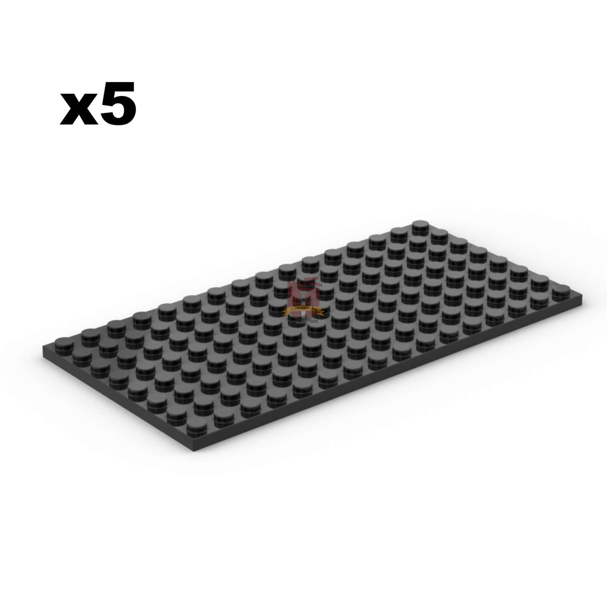 Plate 8x16 Schwarz 5 Stück (GoBricks)