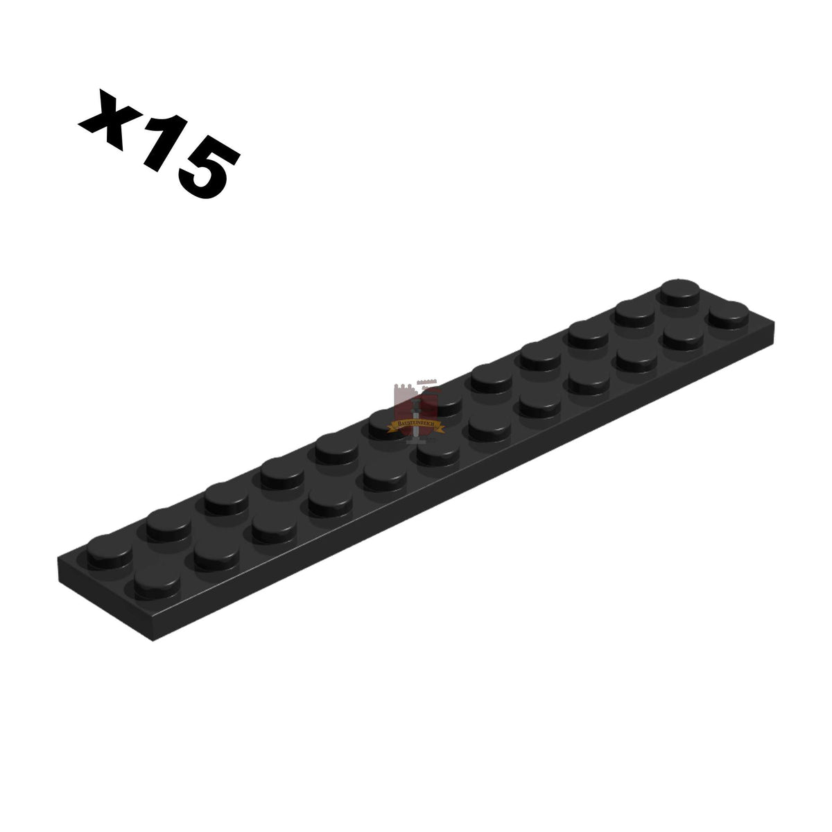 Plate 2x12 Schwarz 15 Stück (GoBricks)