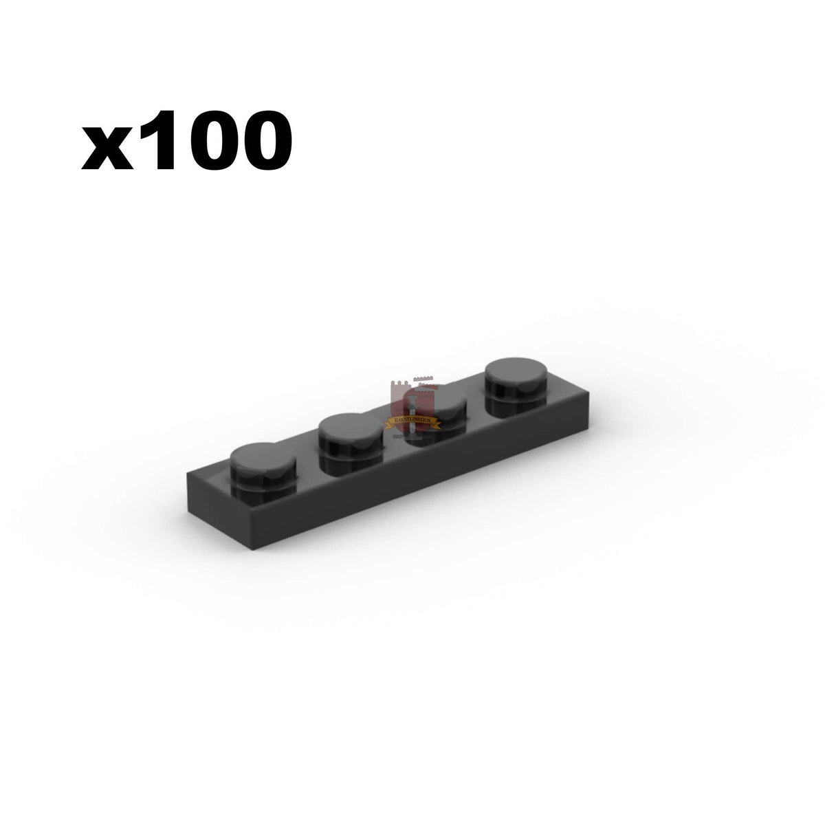 Plate 1x4 Schwarz 100 Stück (GoBricks)